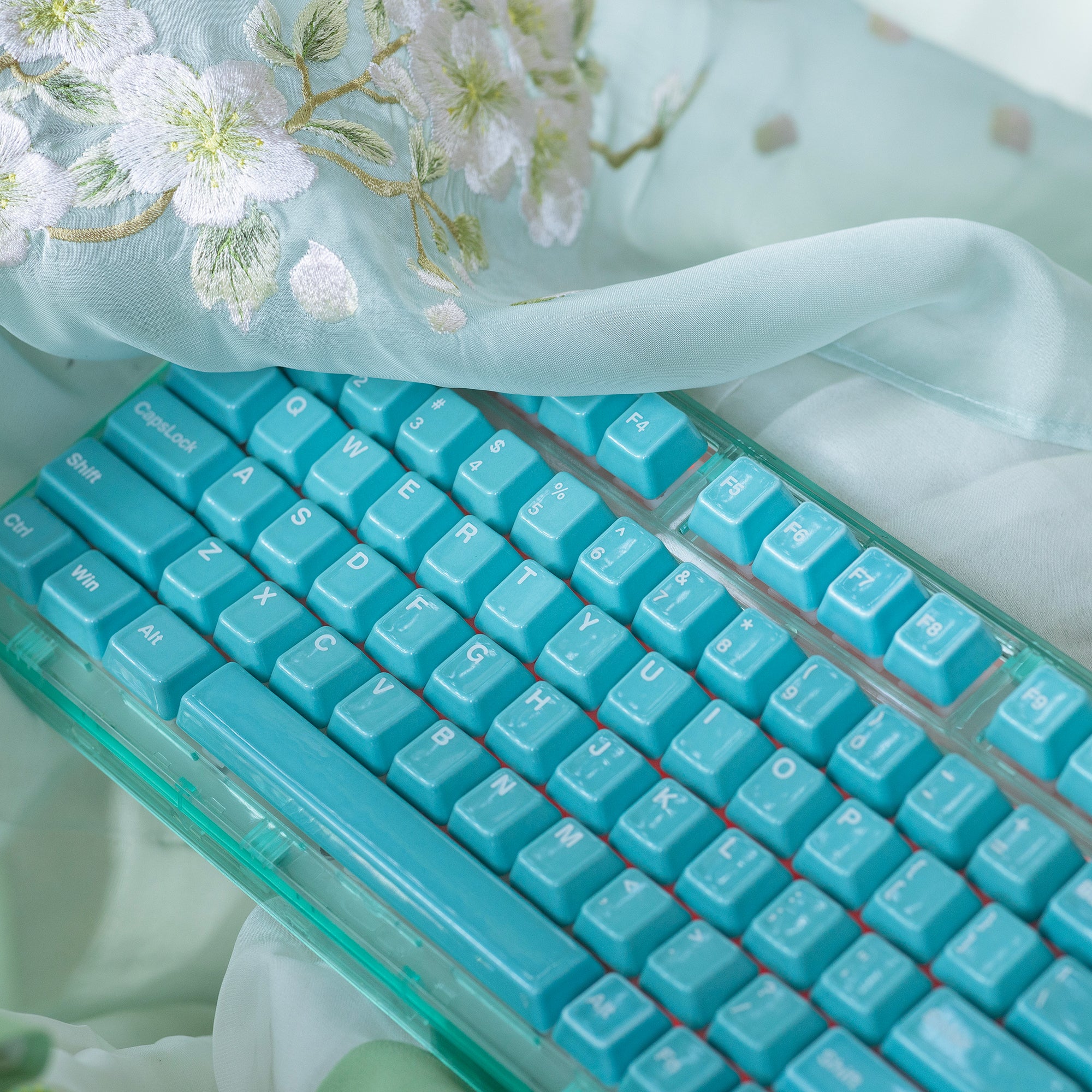 Ceramic Keycap Full Set-Canal Blue