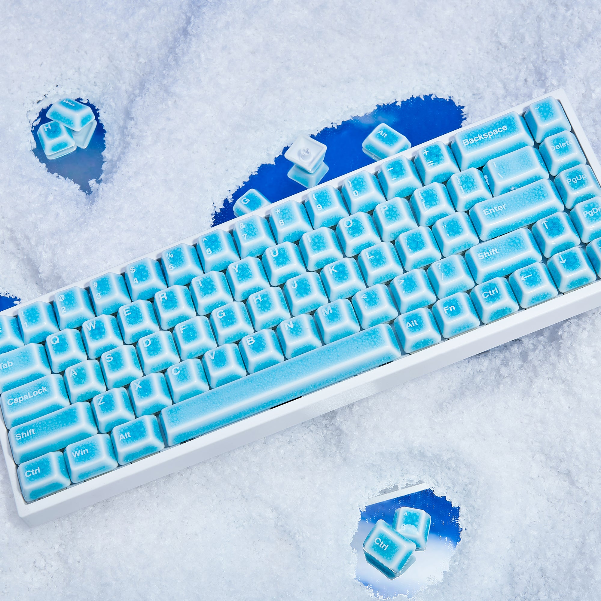 Cerakey ceramic keycaps - store white and blue