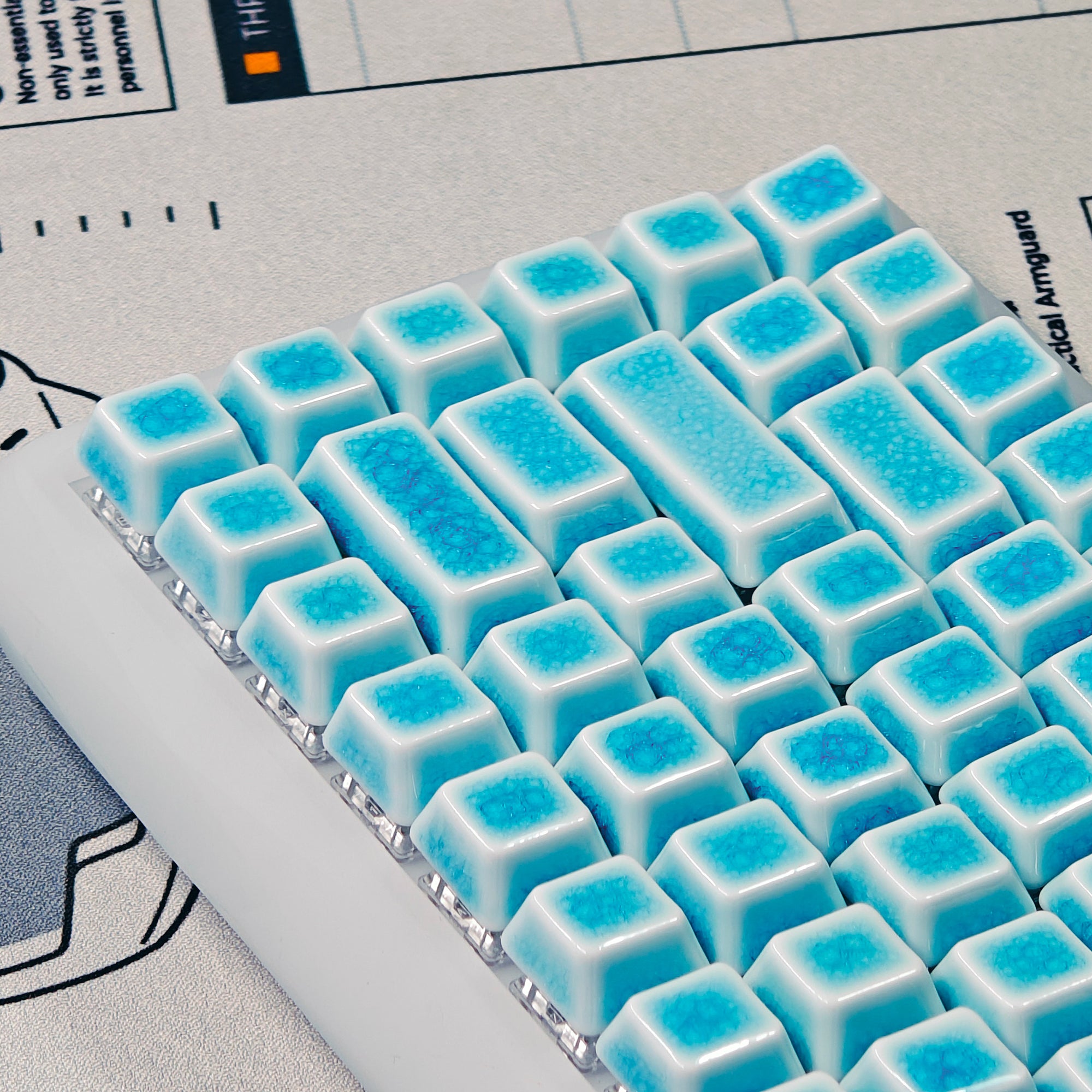 Ceramic Keycap Full Set-Blue Crazed