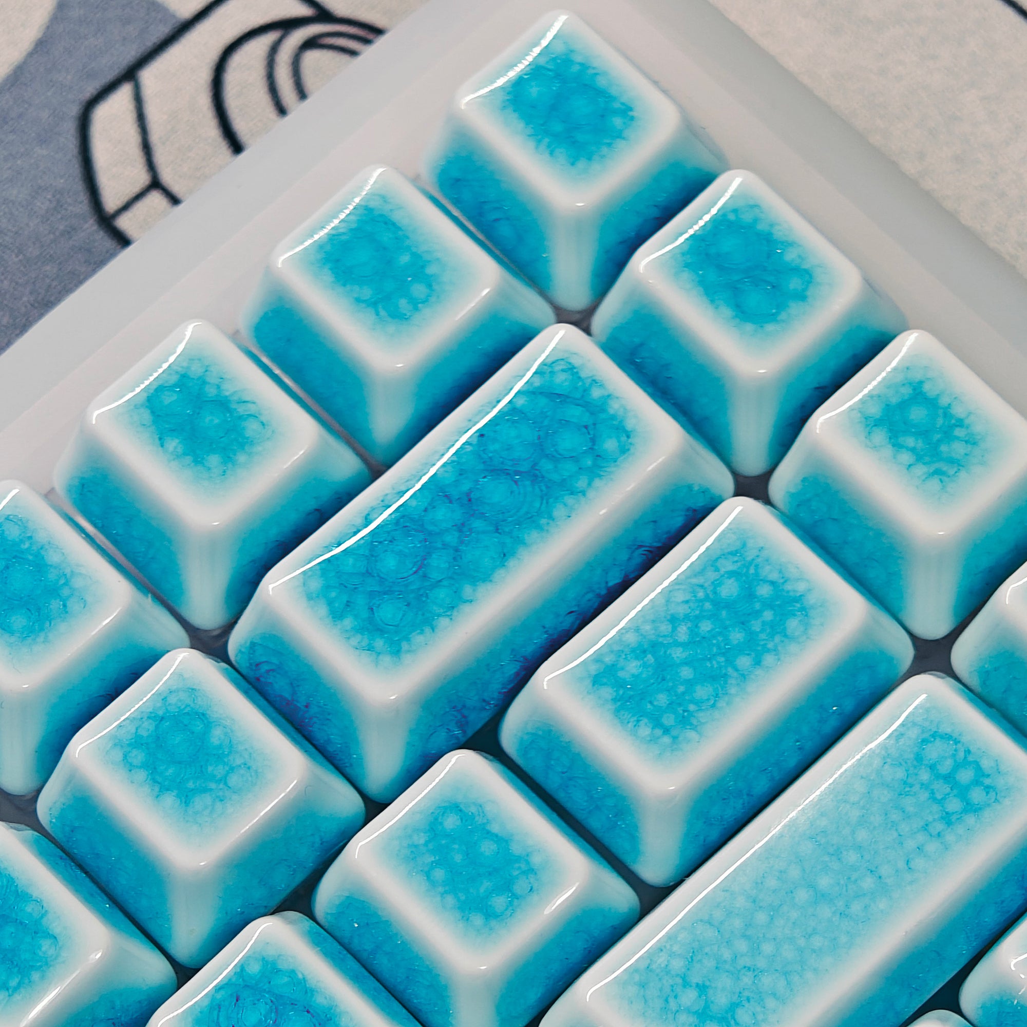 Ceramic Keycap Full Set-Blue Crazed